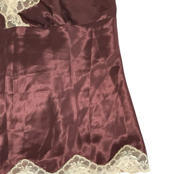 VINTAGE FRENCH DRESSING Brown Satin Cream Lace Camisole Tank Top size L Y2K 90’s - Picture 3 of 6